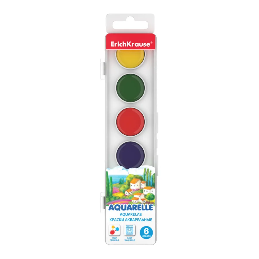 Краски акварельные ErichКrause Basic, 6 цветов