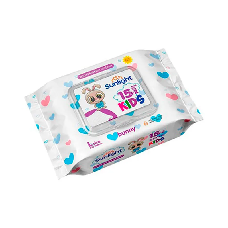 Влажные салфетки SUNLIGHT 17шт XL Зайчик