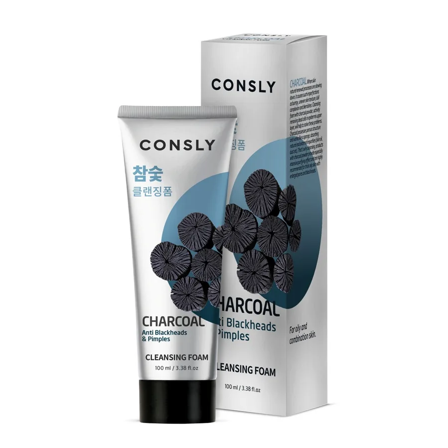 Пенка для умывания Consly Charcoal Anti Blackheads с древесным углем, 100 мл
