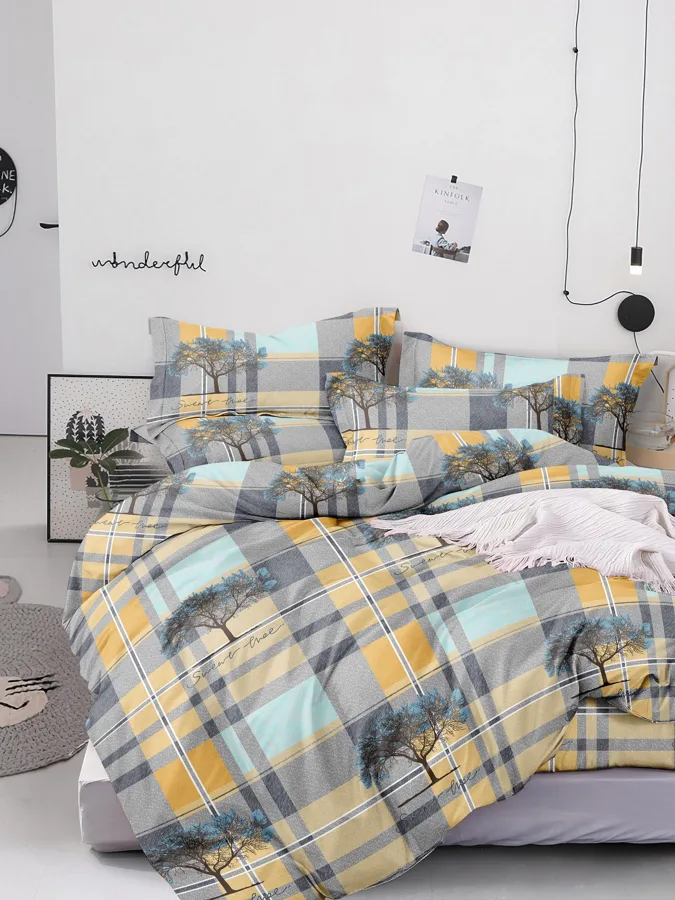 Комплект постельного белья F&H Provence, 2.0 спальный, бязь, 2 наволочки 70x70см, желтый и серый