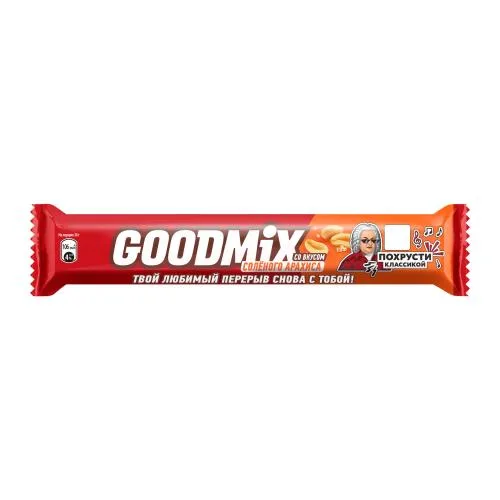 Батончик шоколадный с хрустящей вафлей и соленым арахисом Goodmix 40г