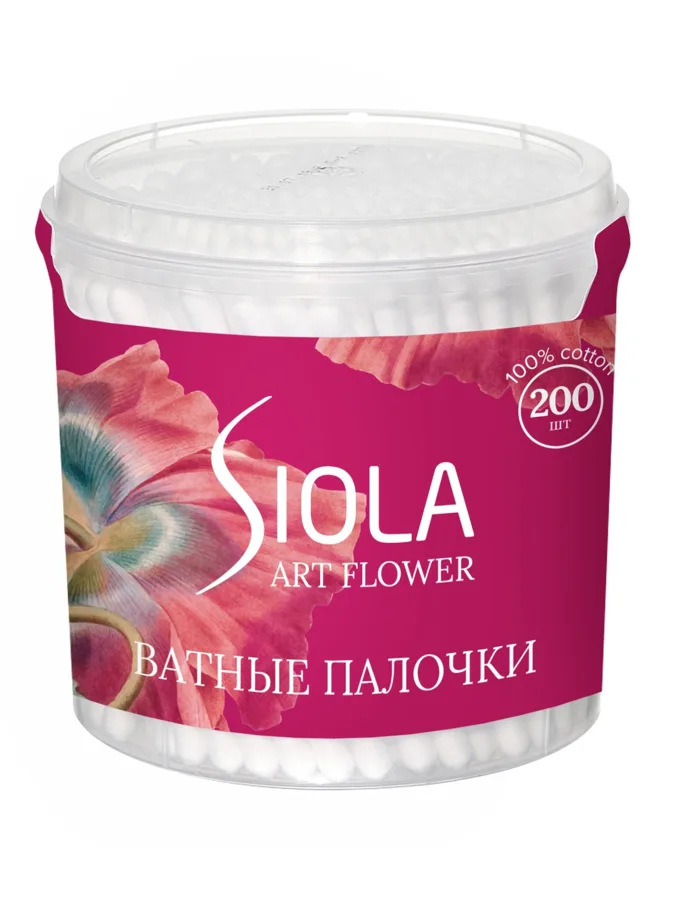 Ватные палочки Siola Art Flower, стакан, 200шт
