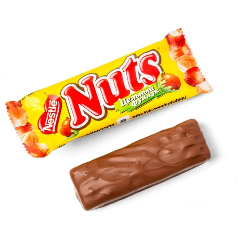 Батончик шоколадный Nuts Мегабайт целый фундук, 66 г