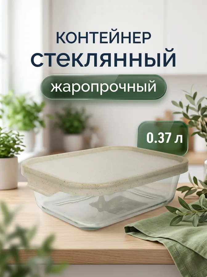 Контейнер стеклянный Container Soft Эко, 0.37 л