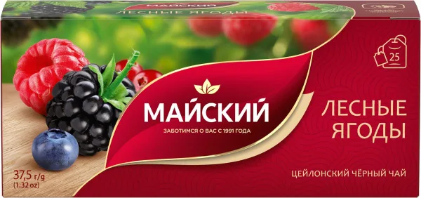 Чай МАЙСКИЙ Ароматы черный Лесные ягоды 25*2г пакет/18