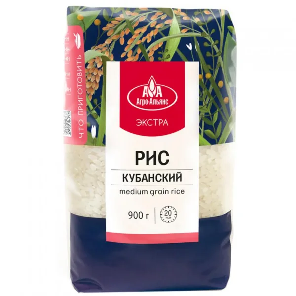 Крупа АГРО-АЛЬЯНС Рис кубанский элитный 900г п/пак/12