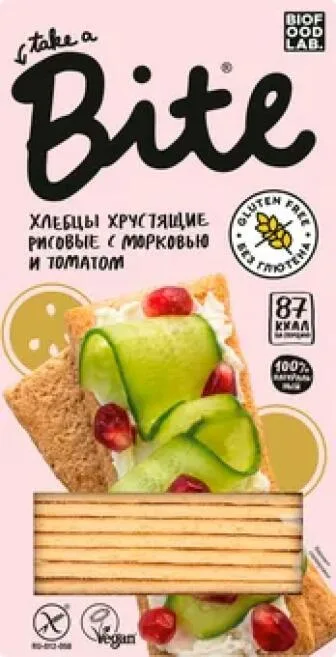 Хлебцы хрустTake a Bite рисовые с морковью и томатом, 150 г