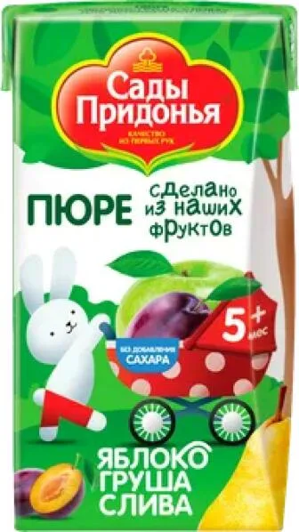Пюре Сады Придонья Яблоко-груша-слива, 125г