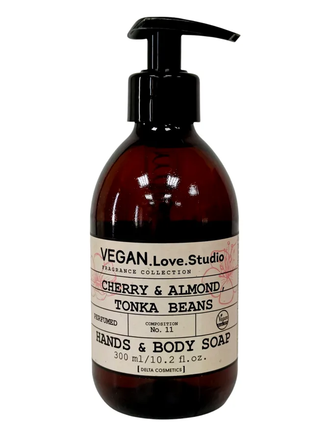 Мыло жидкое для рук и тела Vegan.Love.Studio Cherry, Almond, Tonka Bean, парфюмированное, 300мл