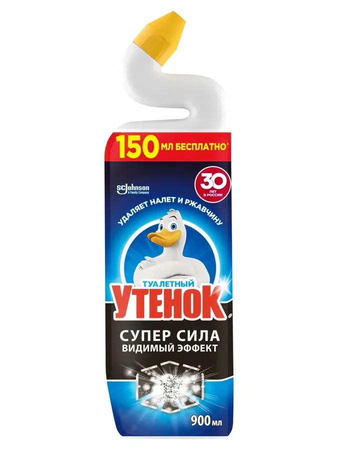 Чистящее средство для унитаза Туалетный утёнок 5в1 Суперсила, Видимый эффект, 900мл