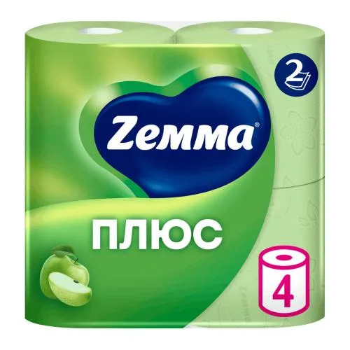 Туалетная бумага Zemma Плюс Яблоко 2 слоя 4 рулона в ассортименте