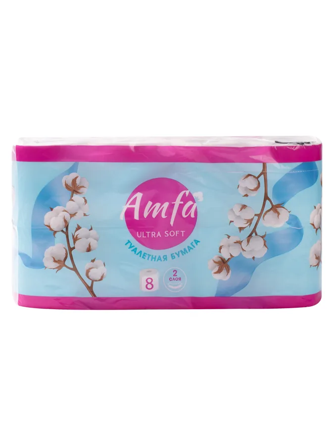 Туалетная бумага Amfa, 2 слоя, 8 рулонов