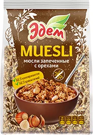 МЮСЛИ ЗАПЕЧЁННЫЕ ЭДЕМ, С ОРЕХАМИ, 350 Г