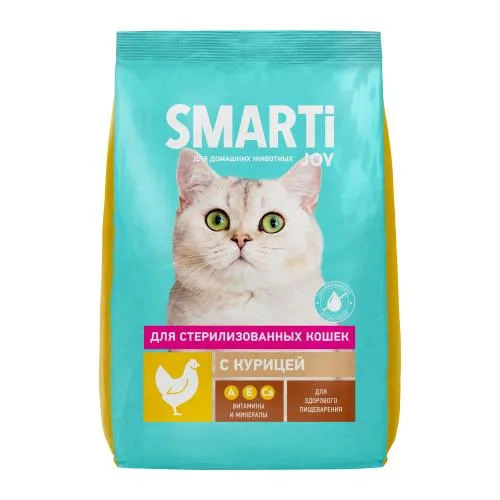 Сухой корм для стерилизованных кошек с курицей Smarti Joy 300г