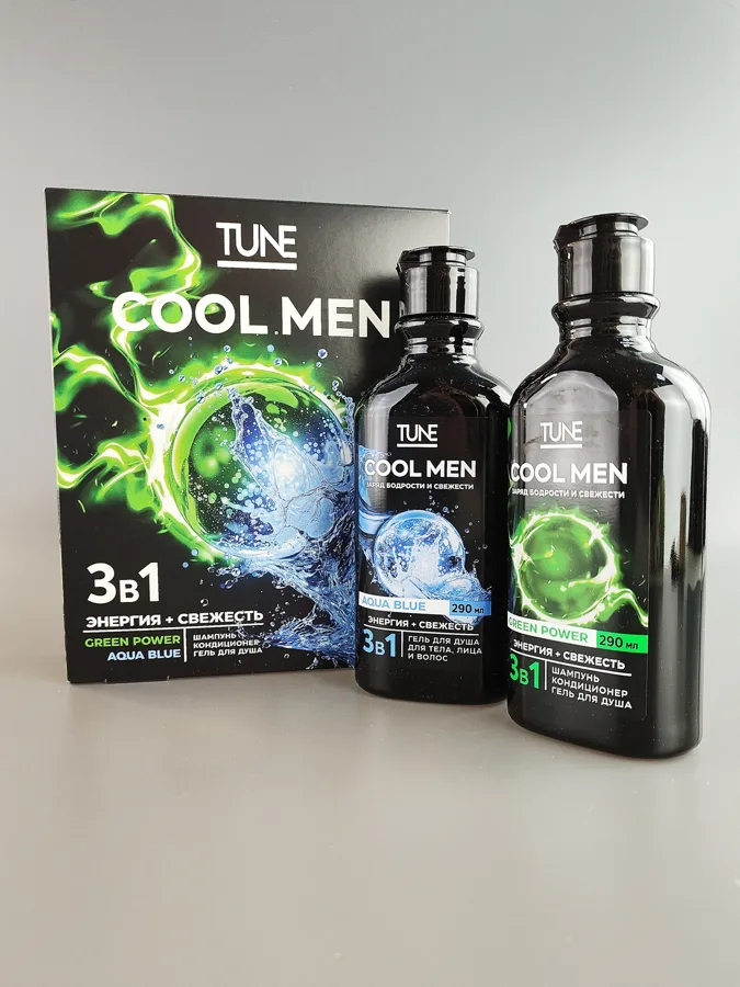 Набор подарочный мужской Tune Cool Men Parfume Expert: гель для душа 290мл, шампунь для волос 290мл