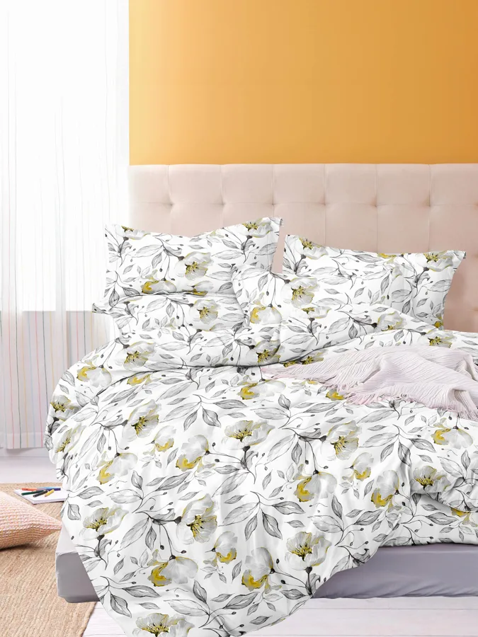 Комплект постельного белья F&H Provence, 2.0 спальный, бязь, 2 наволочки 70x70см, белый и светло-серый