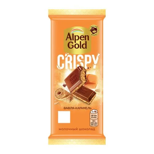 Шоколад молочный карамель и вафельная крошка Alpen Gold Crispy 85г