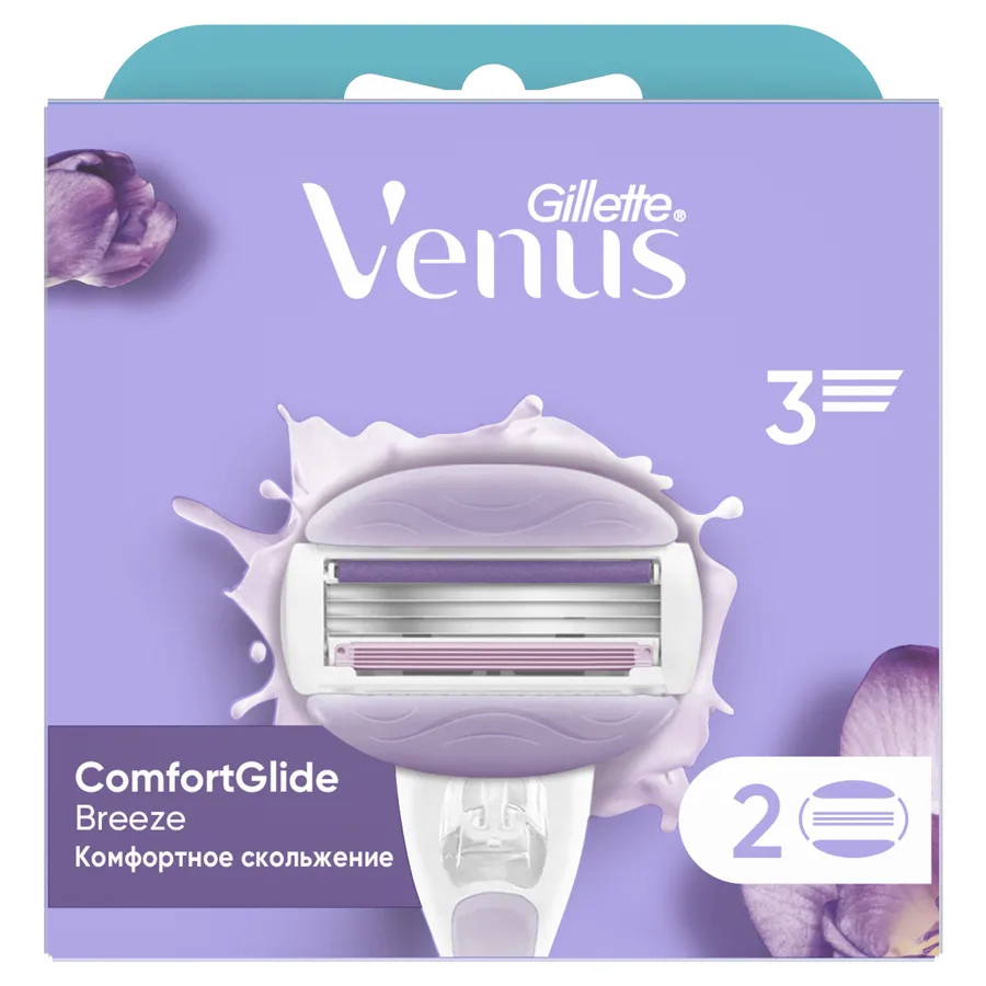 Сменные кассеты для женского бритвенного станка Gillette Venus ComfortGlide Breeze, 2шт