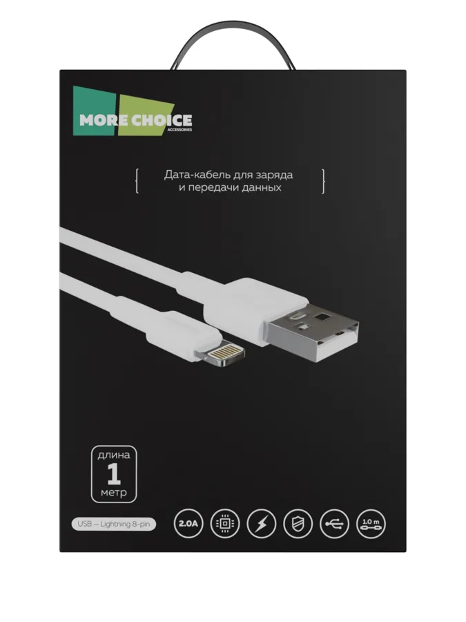 Дата-кабель More choice K19i, USB, 2.0A, для Lightning 8-pin, длина: 1м, цвет: белый