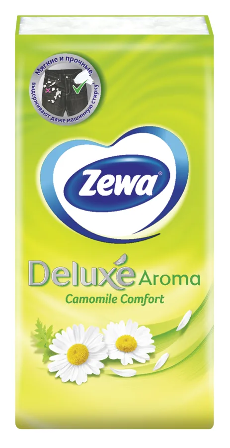 Бумажные платочки Zewa Deluxe Ромашка, трехслойные, 10шт