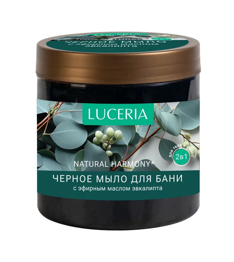 Мыло густое для бани Luceria Черное, с эфирным маслом эвкалипта, 470мл