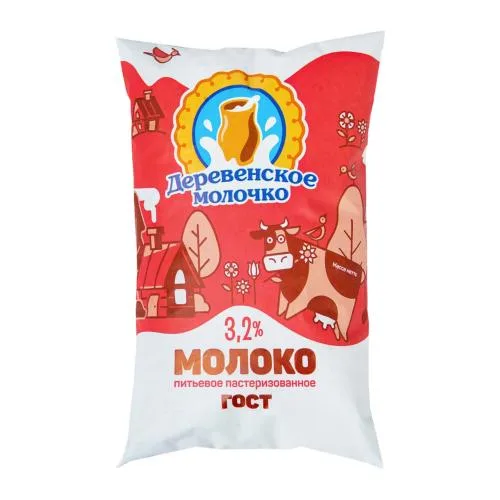 Молоко Деревенское молочко пастеризованное 3.2% 900г