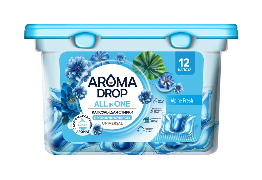 Капсулы для стирки Aroma Drop Alpine Fresh (Альпийская свежесть) 12шт