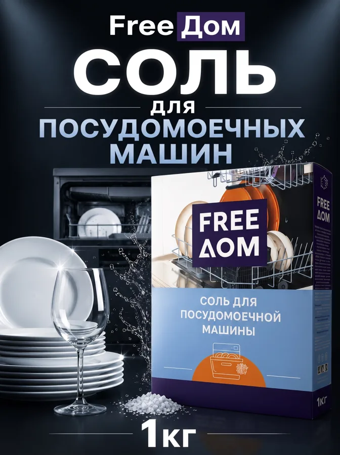 Соль для посудомоечных машин FreeДом, 1кг