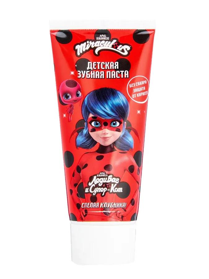 Зубная паста детская Miraculous Леди Баг и Супер-Кот, спелая клубника, 60г