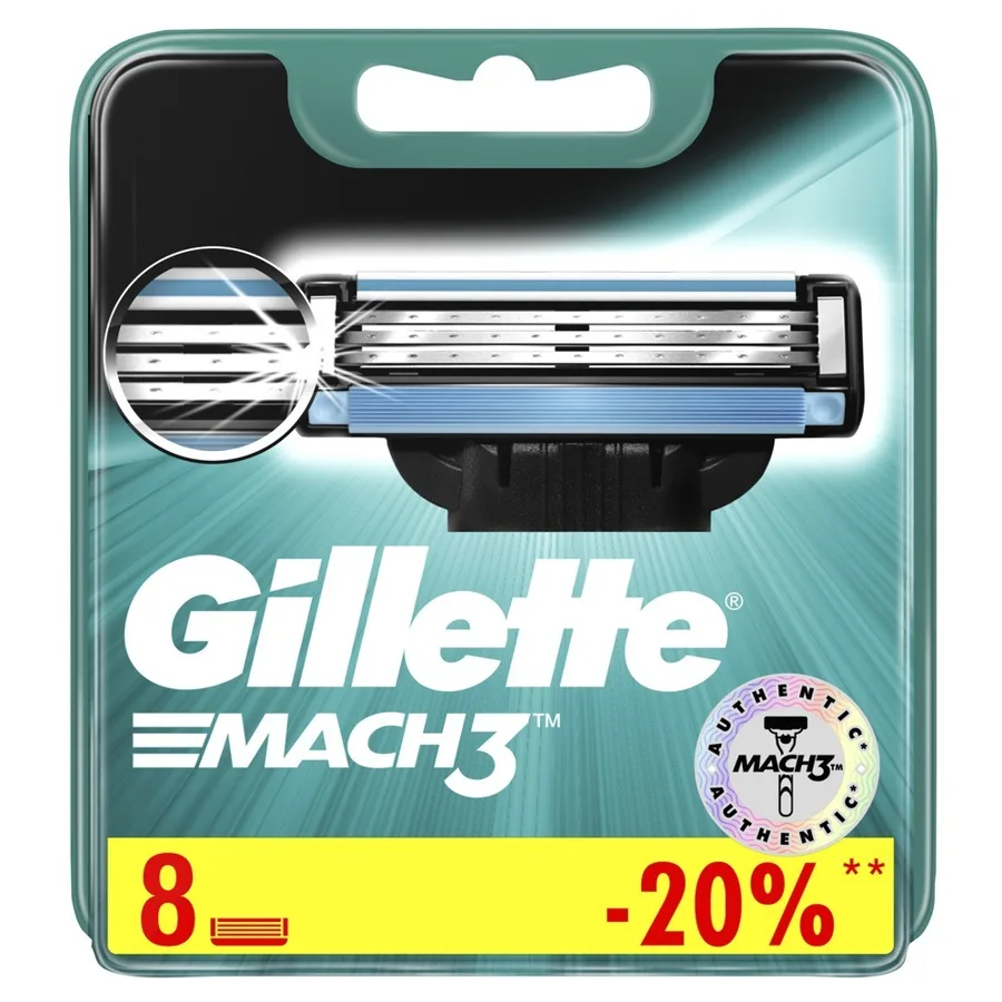 Сменные кассеты для бритвенного станка Gillette Mach3, 8шт