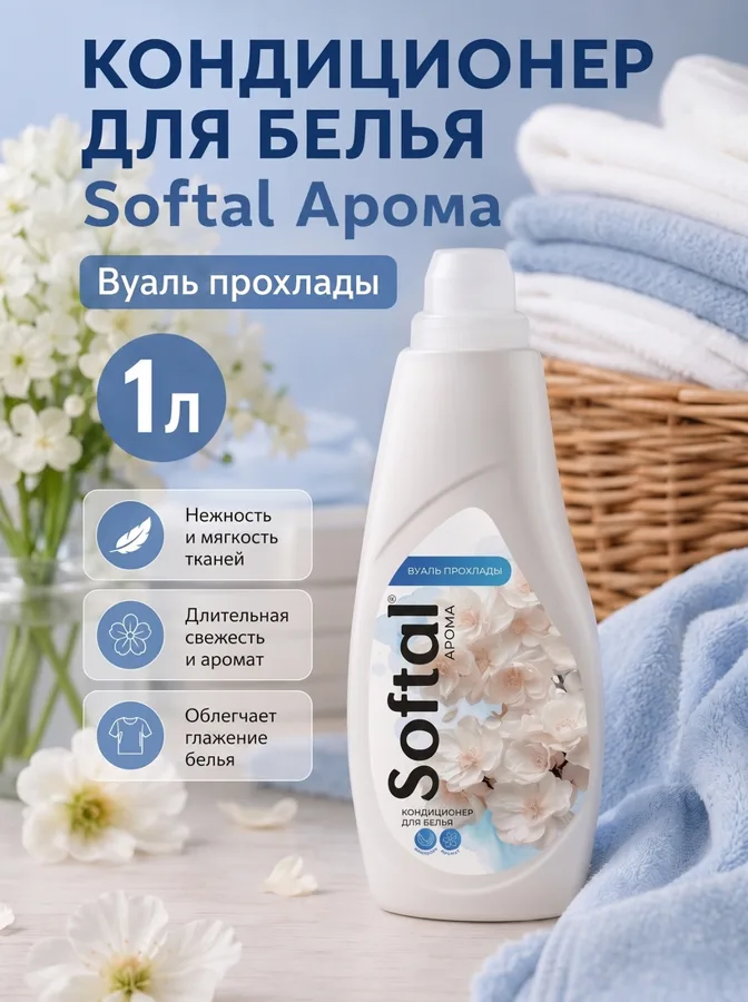 Кондиционер для белья Softal Арома Вуаль прохлады, 1л