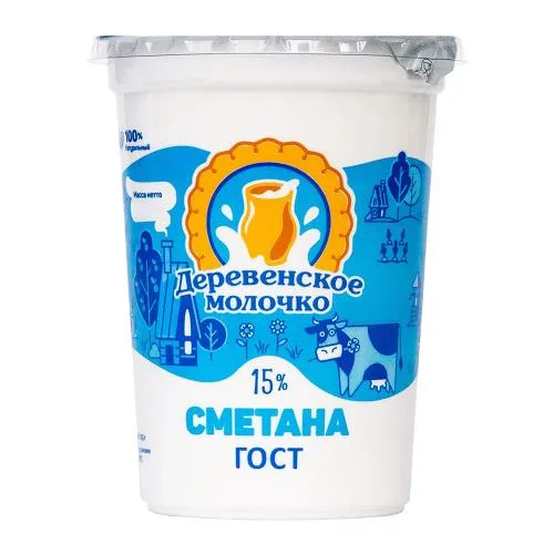 Сметана Деревенское молочко 15% 500г