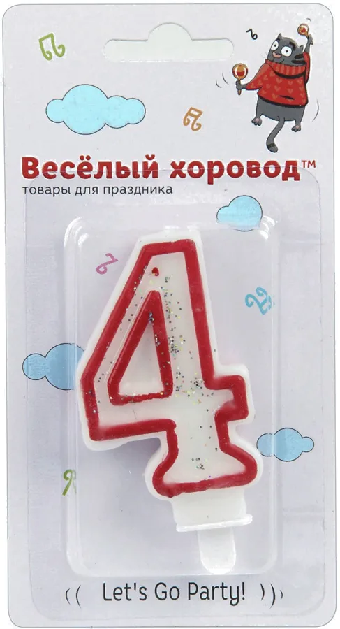 Свеча для торта Классик N4 красная