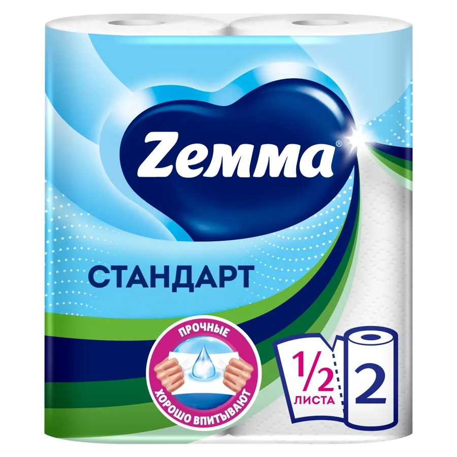 Бумажные полотенца Zeммa, 2 слоя, 2 рулона