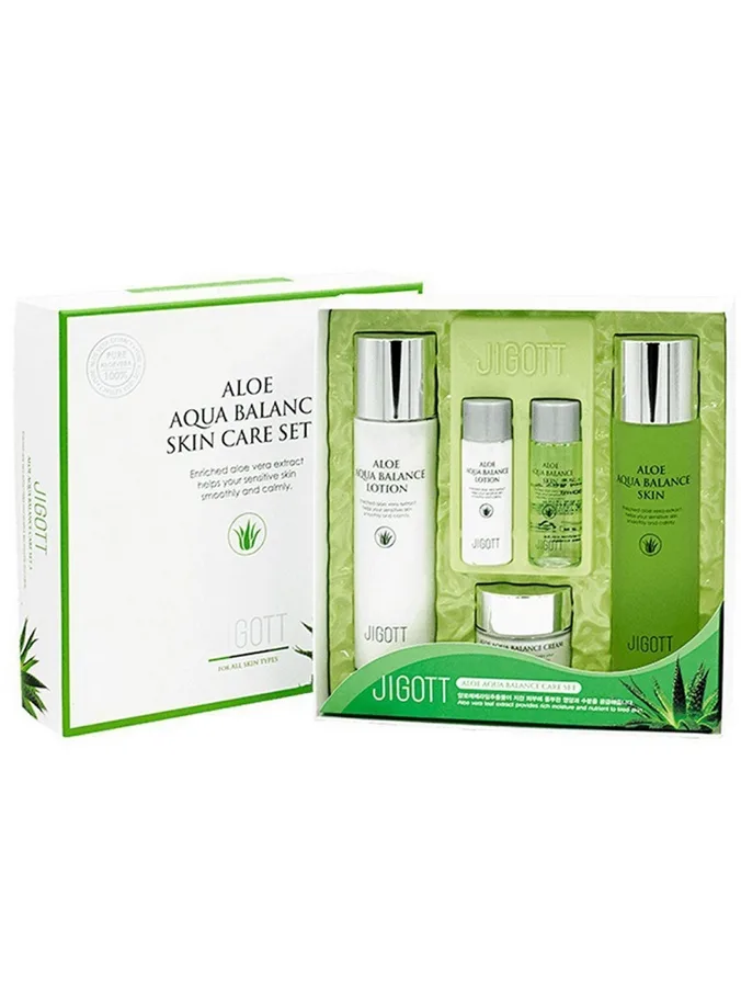 Набор подарочный женский JIGOTT Aloe Aqua Крем для лица 50мл + Тонер 150+30мл + Лосьон 150+30мл