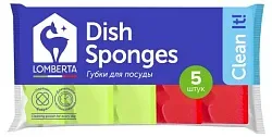 Губка кухонная ЛОМБЕРТА с волновой поверхностью 5шт
