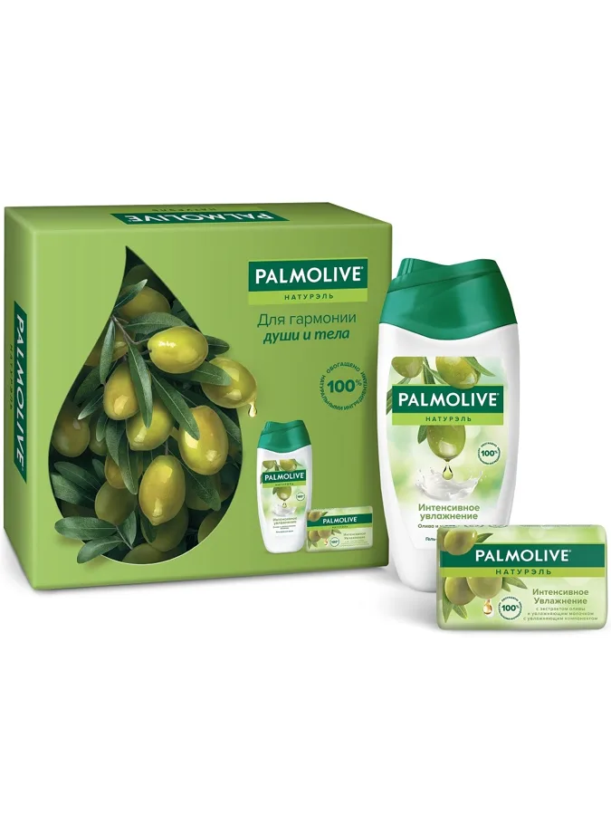 Набор подарочный Palmolive Натурэль Интенсивное увлажнение: гель для душа 250 мл, мыло 90 г