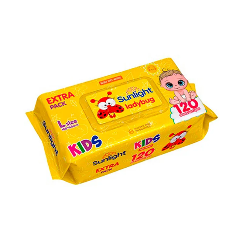 Влажные салфетки SUNLIGHT 120шт Baby Божья коровка/12