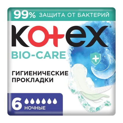 Прокладки Kotex Bio-Care Ночные 6 шт