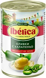 Оливки ИБЕРИКА с халапеньо ж/б 300г