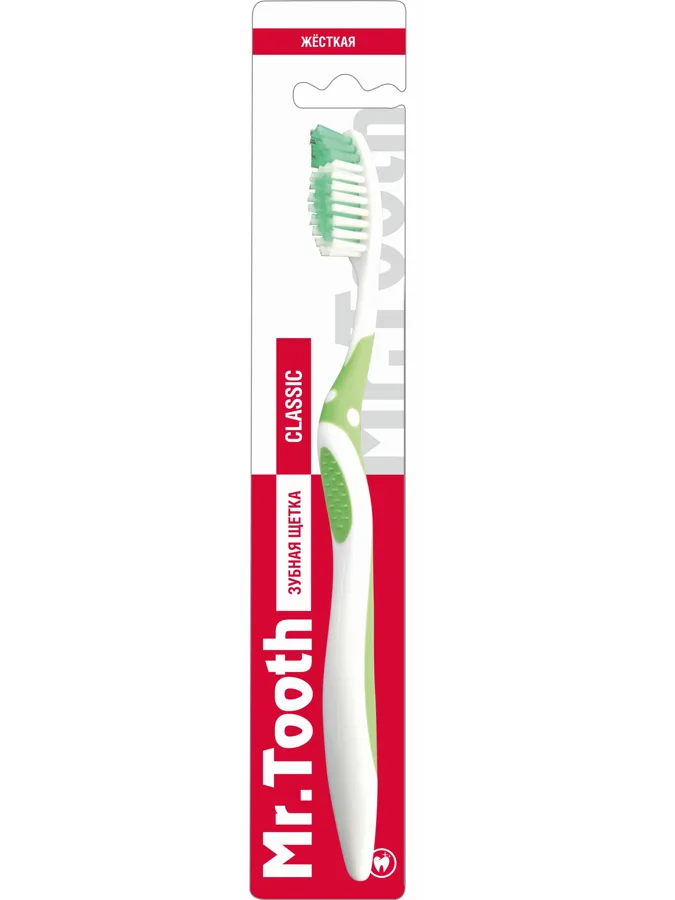 Зубная щетка Mr.Tooth Classic, высокая жесткость, в ассортименте, 1шт