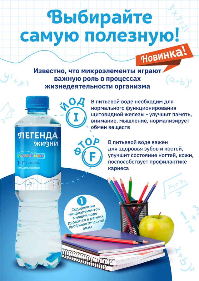 Вода питьевая Легенда жизни Школьная  0,5л