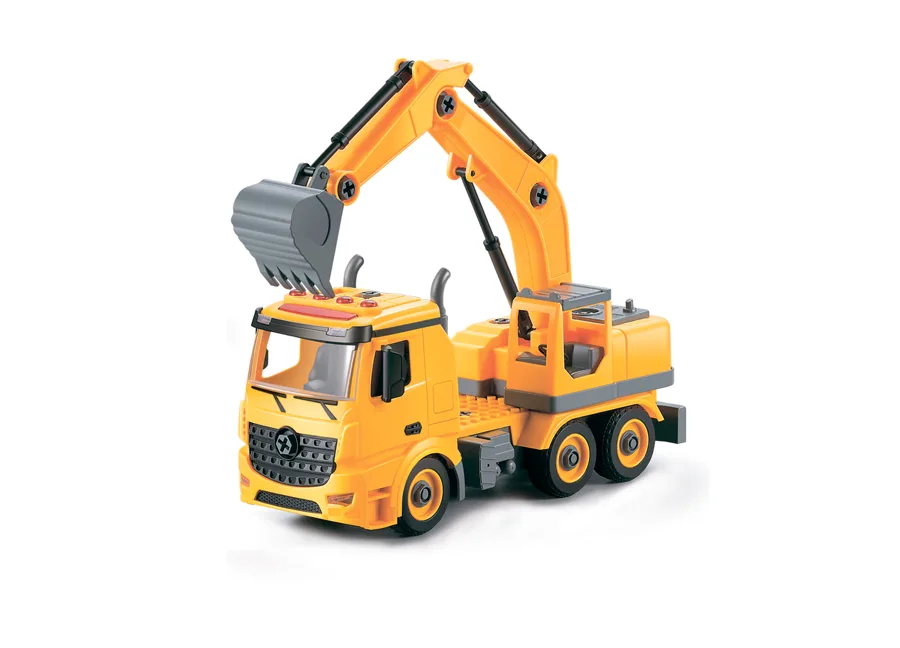 Экскаватор-конструктор, фрикционный, свет, звук, 1:12 30см Funky toys FT61111