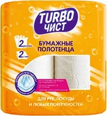 БУМАЖНЫЕ ПОЛОТЕНЦА ТУРБОЧИСТ, 2 СЛОЯ, 2 РУЛОНА