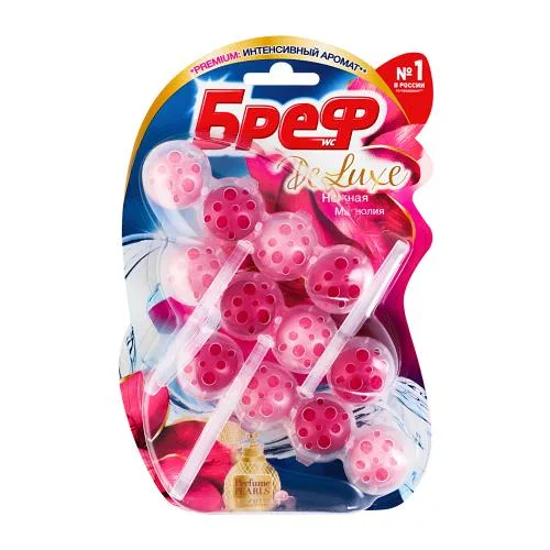 Туалетный блок Бреф Делюкс Нежная магнолия шарики для унитаза 3шт*50г
