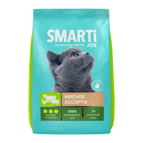 Сухой корм для кошек мясное ассорти Smarti Joy 350г