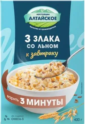 Хлопья крупяные 3 злака с семенами льна б/п 400г