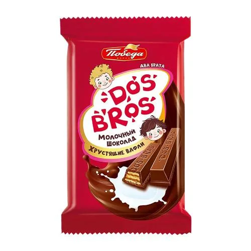 Молочный шоколад с хрустящей вафлей с молочной начинкой Dos Bros 37г