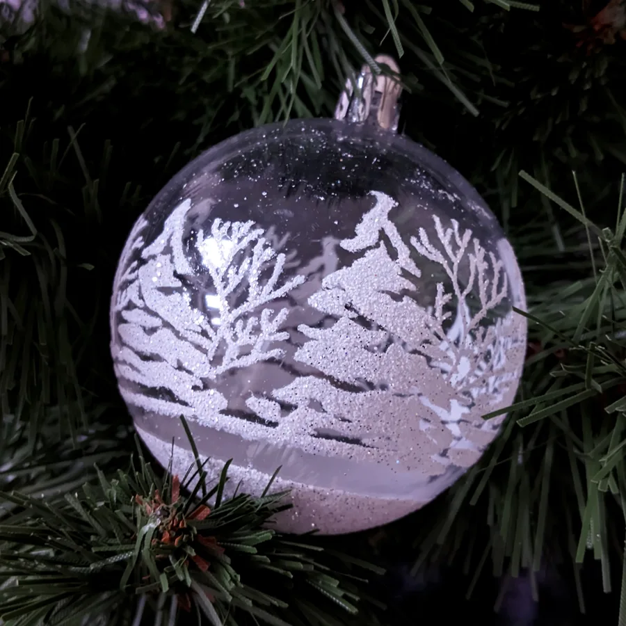 Набор елочных украшений Шары с рисунком, прозрачные, 7см, 6 шт