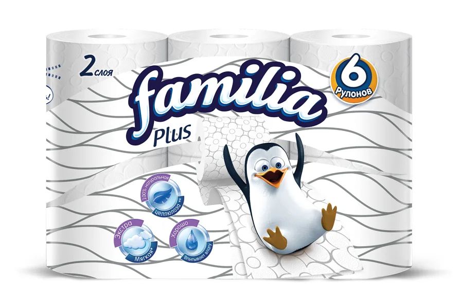 Туалетная бумага Familia Плюс 2сл. 6шт белая